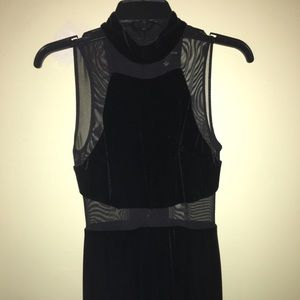 Sheer & Velvet Mock Neck Gown